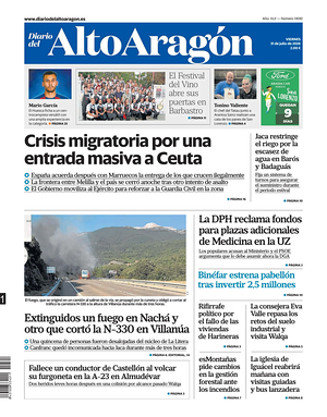 Prima pagina Diario del Alto Aragón di oggi - Quotidiano regional