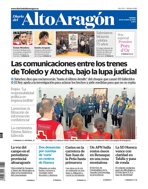Prima pagina Diario del Alto Aragón di oggi - Quotidiano regional