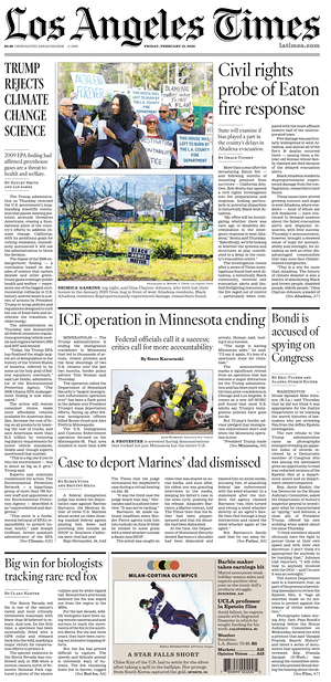 Prima pagina Los Angeles Times di oggi - Quotidiano estero