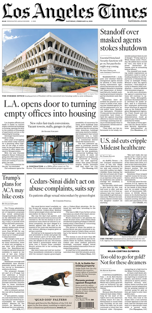 Prima pagina Los Angeles Times di oggi - Quotidiano estero