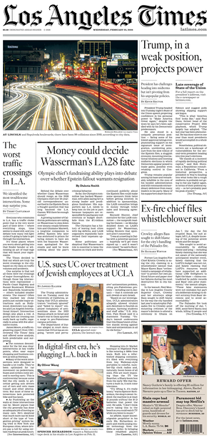 Prima pagina Los Angeles Times di oggi - Quotidiano estero