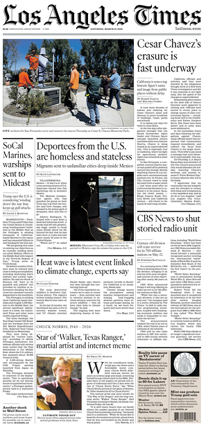 Prima pagina Los Angeles Times di oggi - Quotidiano estero