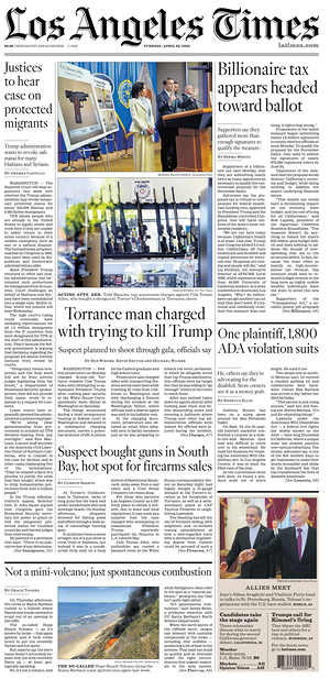 Los Angeles Times prima pagina