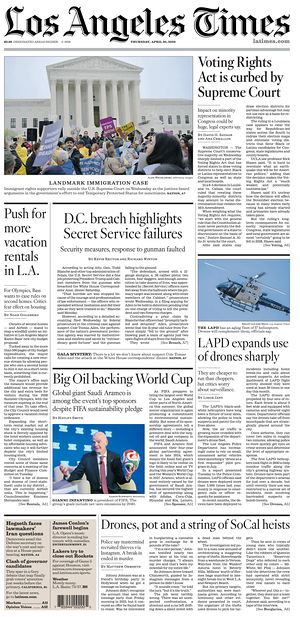 Los Angeles Times prima pagina