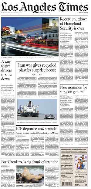 Los Angeles Times prima pagina