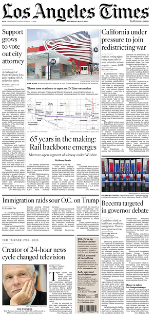 Prima pagina Los Angeles Times di oggi - Quotidiano estero