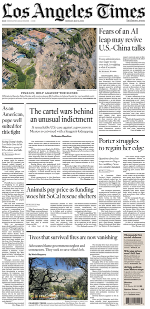 Prima pagina Los Angeles Times di oggi - Quotidiano estero