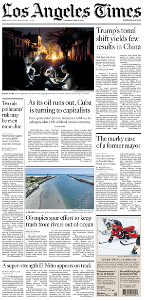 Prima pagina Los Angeles Times di oggi - Quotidiano estero