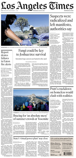 Prima pagina Los Angeles Times di oggi - Quotidiano estero