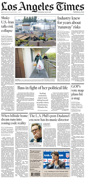 Prima pagina Los Angeles Times di oggi - Quotidiano estero