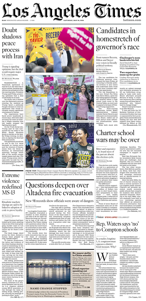 Prima pagina Los Angeles Times di oggi - Quotidiano estero