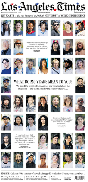 Prima pagina Los Angeles Times di oggi - Quotidiano estero