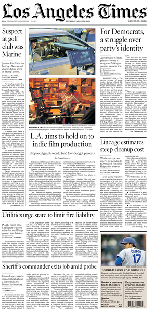 Prima pagina Los Angeles Times di oggi - Quotidiano estero