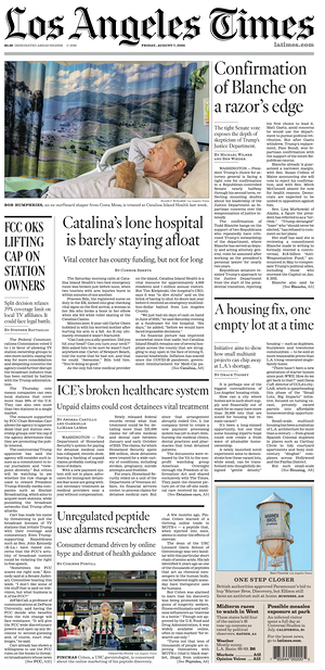 Prima pagina Los Angeles Times di oggi - Quotidiano estero
