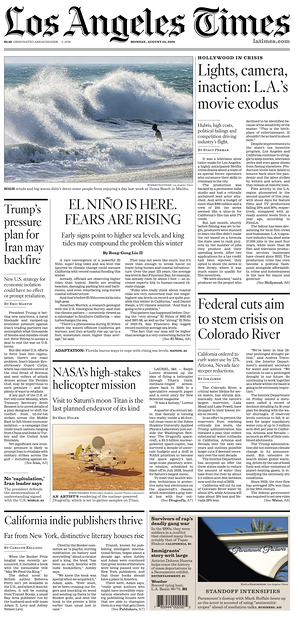 Prima pagina Los Angeles Times di oggi - Quotidiano estero