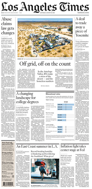 Prima pagina Los Angeles Times di oggi - Quotidiano estero