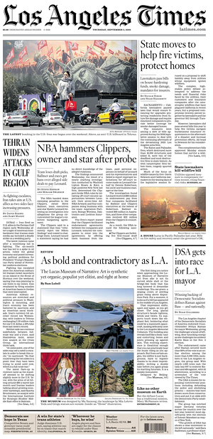 Prima pagina Los Angeles Times di oggi - Quotidiano estero