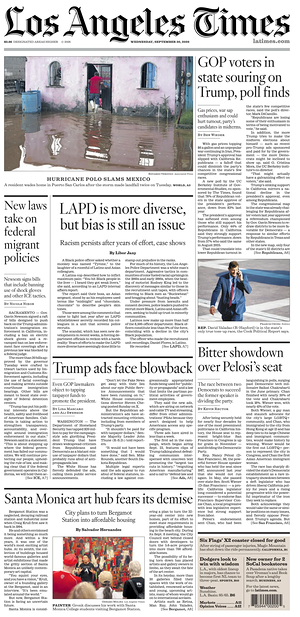 Prima pagina Los Angeles Times di oggi - Quotidiano estero