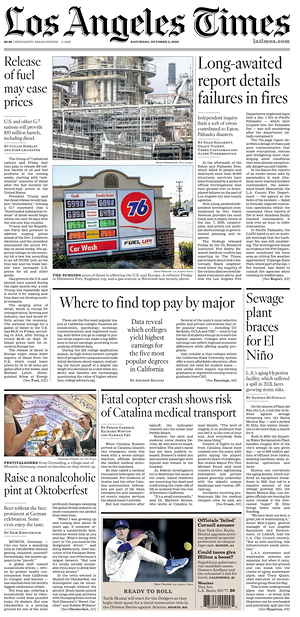 Prima pagina Los Angeles Times di oggi - Quotidiano estero