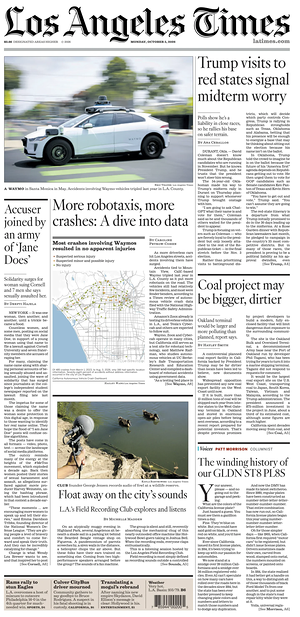 Prima pagina Los Angeles Times di oggi - Quotidiano estero