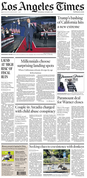 Prima pagina Los Angeles Times di oggi - Quotidiano estero
