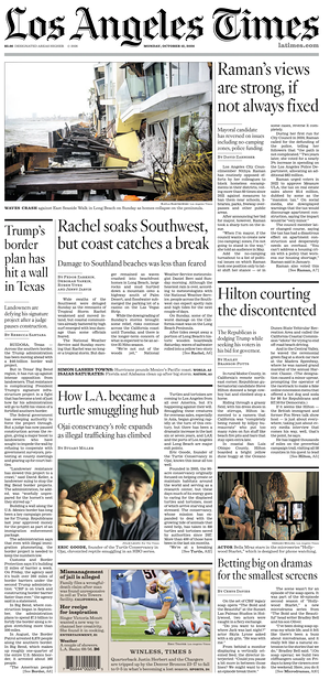 Prima pagina Los Angeles Times di oggi - Quotidiano estero
