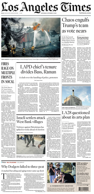 Prima pagina Los Angeles Times di oggi - Quotidiano estero