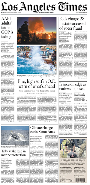 Prima pagina Los Angeles Times di oggi - Quotidiano estero