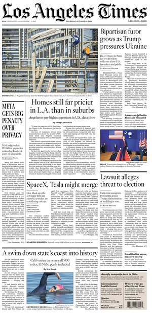 Prima pagina Los Angeles Times di oggi - Quotidiano estero