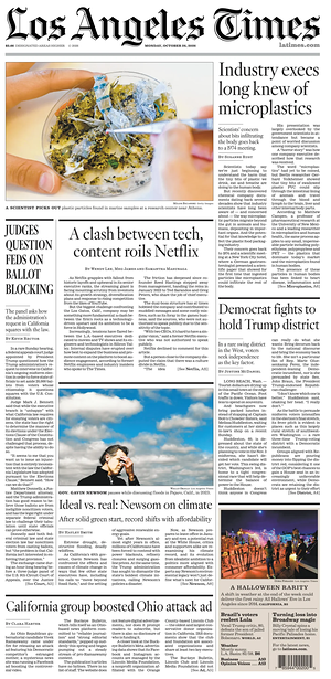 Prima pagina Los Angeles Times di oggi - Quotidiano estero