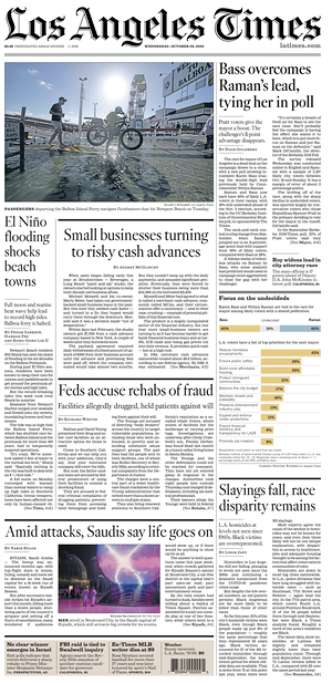Prima pagina Los Angeles Times di oggi - Quotidiano estero