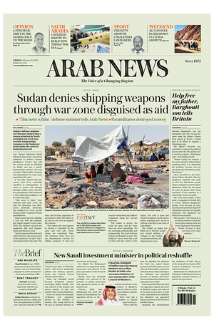 Prima pagina Arab News di oggi - Quotidiano estero