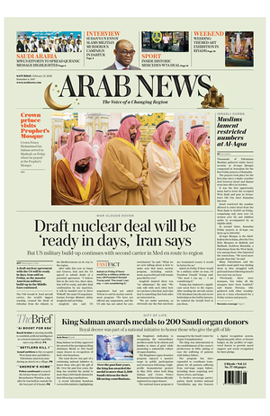Prima pagina Arab News di oggi - Quotidiano estero