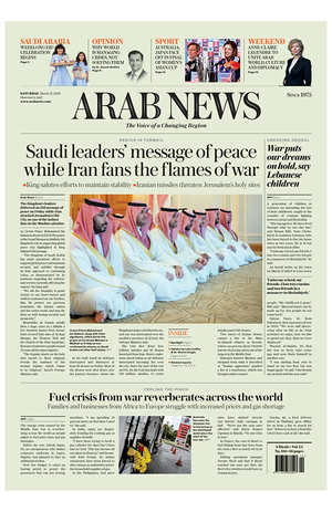 Prima pagina Arab News di oggi - Quotidiano estero