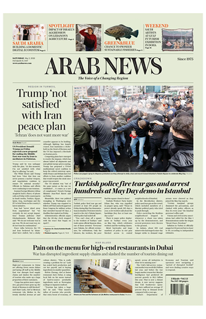 Arab News prima pagina