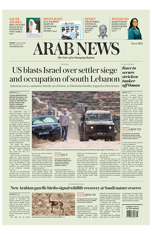 Prima pagina Arab News di oggi - Quotidiano estero