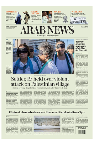 Prima pagina Arab News di oggi - Quotidiano estero