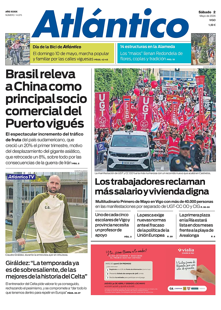 Portada Atlántico de hoy - Quiosco 2 mayo 2026