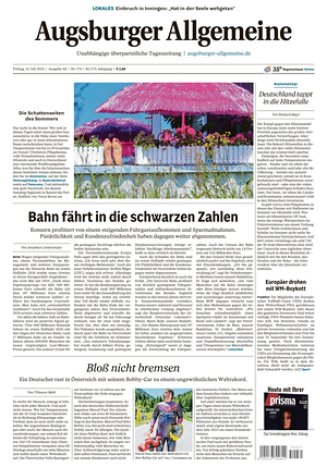 Titelseite von Augsburger Allgemeine heute - Regionale Zeitungen