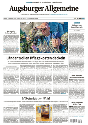 Titelseite von Augsburger Allgemeine heute - Regionale Zeitungen