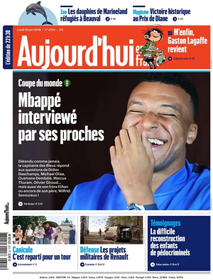 Une de Aujourd'hui en France du jour - Journal national