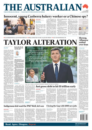 Prima pagina The Australian di oggi - Quotidiano estero