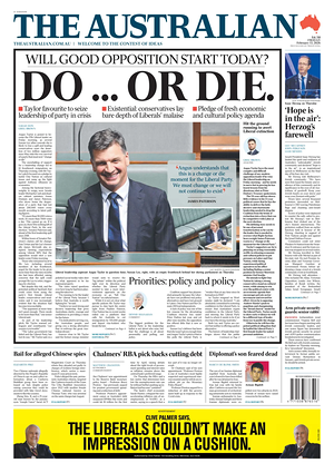 Prima pagina The Australian di oggi - Quotidiano estero