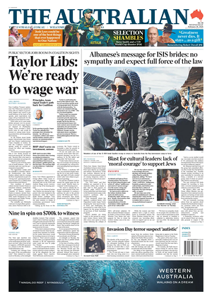 Prima pagina The Australian di oggi - Quotidiano estero