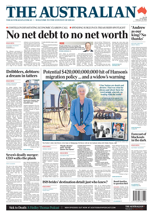 Prima pagina The Australian di oggi - Quotidiano estero