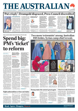 Prima pagina The Australian di oggi - Quotidiano estero