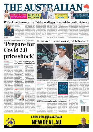 Prima pagina The Australian di oggi - Quotidiano estero