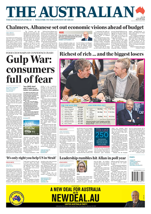 Prima pagina The Australian di oggi - Quotidiano estero