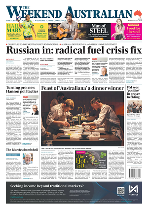 Prima pagina The Australian di oggi - Quotidiano estero