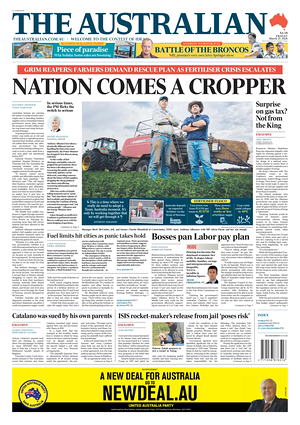 Prima pagina The Australian di oggi - Quotidiano estero